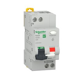 Întrerupător automat diferențial Schneider Electric EZ9D32625 seria Easy9, configurație 1P + N, curent nominal 25 a, curent rezidual 30 ma, curba C - megora.ro