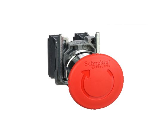 Buton oprire de urgență Schneider Electric XB4BS8445 seria Harmony XB4, diametru 22 mm, configurație 1 NO + 1 NC - megora.ro