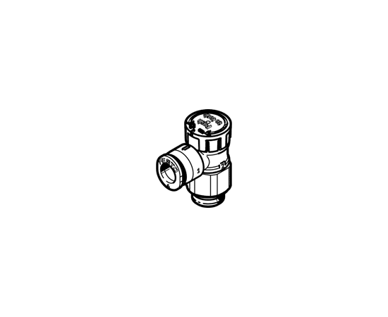 Drosel cu supapă de sens Festo VFOE-LE-T-G18-Q6, cod 8068726 Q6-&gt;G1/8 cu buton rotativ cu opritor - megora.ro