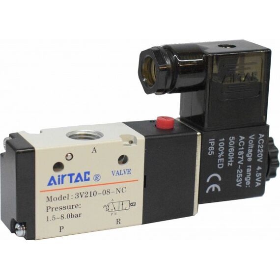 Electrovalvă Airtac 3/2 normal închis, monostabil, G1/4 seria 3V200 - megora.ro