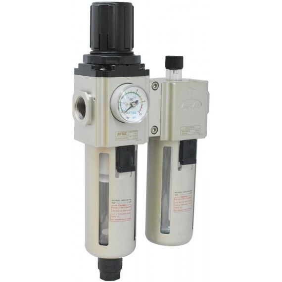 Regulator de presiune cu filtru și ungător Airtac GAFC20008SG, conexiune G1/4, pahar PC, filtru 40 μm - megora.ro