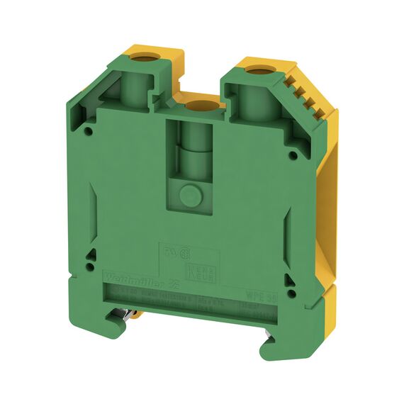 Clemă de împământare Weidmüller WPE 35, cod 1010500000, galben/verde - megora.ro