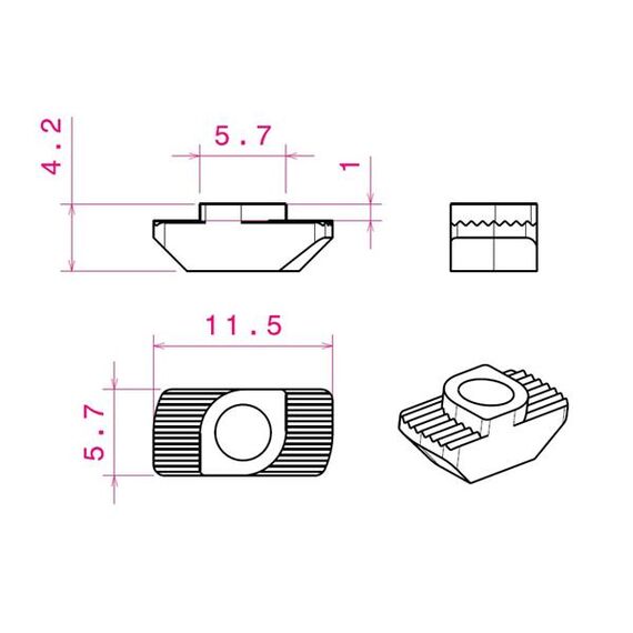 Piuliță canal cu autorotație, profil compatibil Bosch 20x20, canal 6 mm - megora.ro