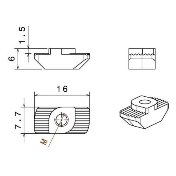 Piuliță canal cu autorotație, profil compatibil Bosch 30x30, canal 8 mm - megora.ro