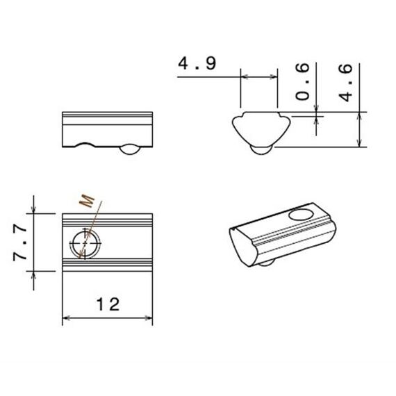 Piuliță canal cu bilă, profil compatibil Item 20x20, canal 5 mm - megora.ro