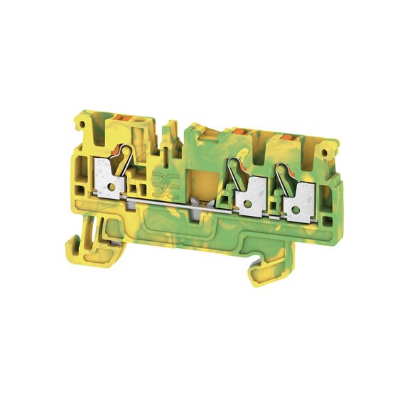 Clemă de împământare Weidmüller A3C 2.5 PE, cod 1521670000, galben/verde - megora.ro