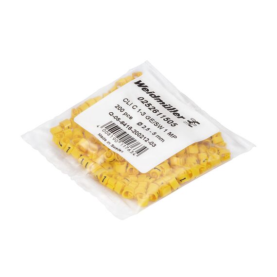 Etichetă cablu Weidmüller CLI C 1-3 GE/SW 1 MP, cod 252611505, galben - megora.ro