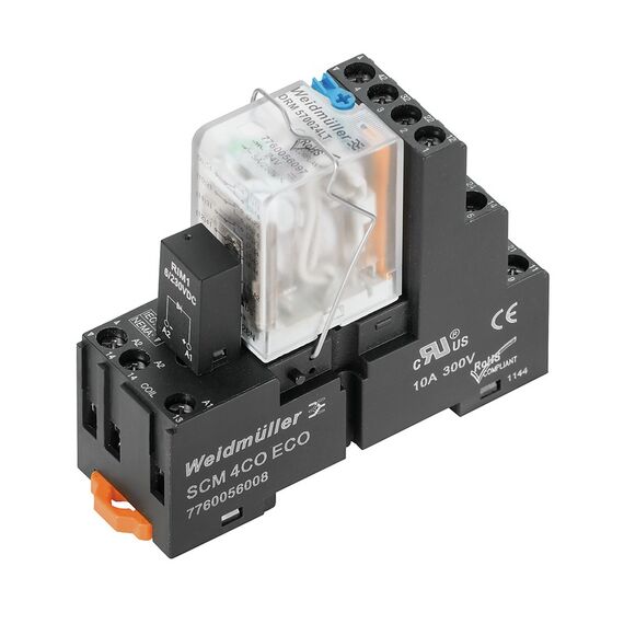 Releu cu soclu Weidmüller DRMKIT 24VDC 2CO LD/PB, cod 1542460000 - megora.ro