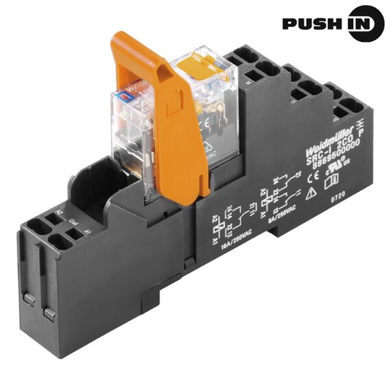 Releu cu soclu Weidmüller RCIKITP 24VDC 2CO LD/PB, cod 8897230000 - megora.ro