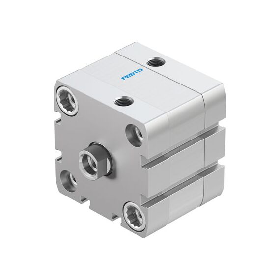 Cilindru compact Ø50 mm, Festo ADN50, cu acțiune dublă, piston cu filet M10 FI, cu frână și magnet, ISO21287 - megora.ro
