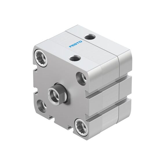Cilindru compact Ø50 mm, Festo ADN50, cu acțiune dublă, piston cu filet M10 FI, cu frână și magnet, ISO21287 - megora.ro