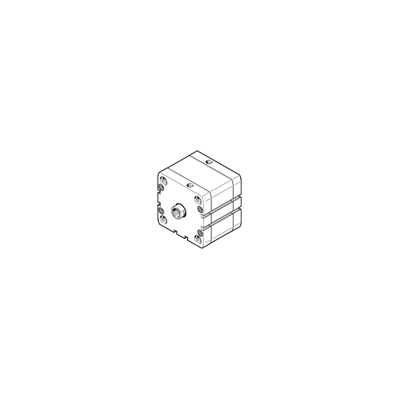 Cilindru compact Ø80 mm, Festo ADN80, cu acțiune dublă, piston cu filet M12 FI, cu frână și magnet, ISO21287 - megora.ro