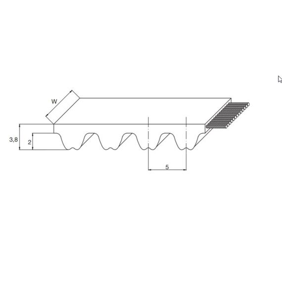 Curea sincronă dințată Megadyne Rpp5, 12mm lățime, inserție sticlă - megora.ro