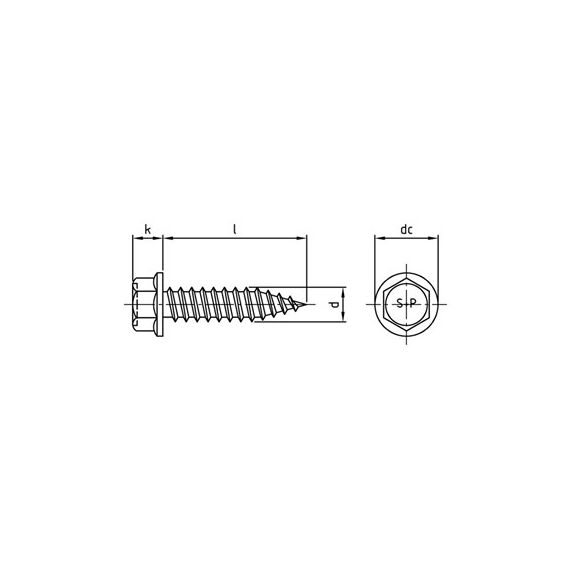 Șurub autoforant, inox, cu cap hexagonal, 6x38mm - megora.ro